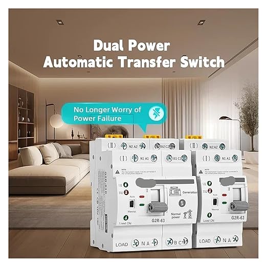 Smart Rail Dual Power Automatic Transfer Switch with Voltage Protection 2P 4P 63A 220V Uninterrupted Power(G2R 4P 63A 220V)