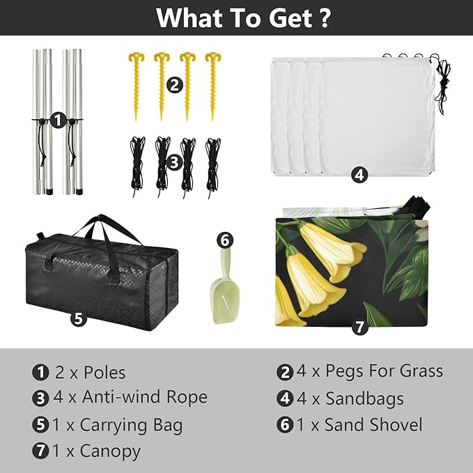 Beach Canopy with Windproof Ropes &amp Sandbags Beach Tent Sun Shade Sun Shelter for Camping Trips Fishing Backyard Fun or Picnics Lily