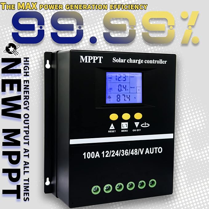 MPPT 36V/48V/24V/12V Solar Charge Controller Tools 100A/80A/60A LCD Dual USB Lead Acid Lithium Batteries Quick Charger (100A)