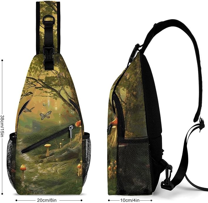 Chest Bag Chest Bag for Men Tactical Running Chests Pack Outdoor Sports Chests Bag Forest with Fairies Butterflies Elves Sling Backpack Women Suitable for Hiking Running Cycling And Shopping