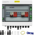 2 String Solar PV Combiner Box 2 in 2 Out IP65 DC500V 32A Circuit Breaker with Surge Protector and 15A PV FuseSolar Disconnect Switch Outdoor Waterproof for Solar Panels System
