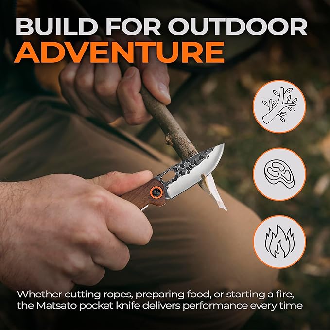 Matsato Folding Pocket Knife Small Pocket Knifes for Men &amp Women EDC Camping Knive Tactical Survival Knife Compact Folding Knife for Hunting Fishing Hiking and Outdoor Adventure 2.55 Inch bl
