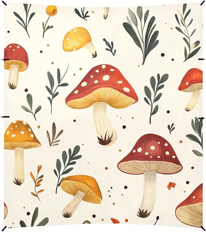 ALAZA Funny Mushroom and Leave Beach Tent Sun Shelter Portable Canopy Sunshade for Outdoor Camping Picnics Backyard Fun 10x9 ft