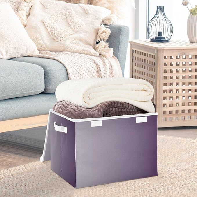 Grey Gradient Storage Containers with Lids Stackable Fabric Storage Bags for Clothes for Office Supplies Home Decor