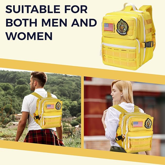 9L Mini Tactical Backpack for Men WomenSmall Military Tactical Backpack for SportGymHikingTravelCamping (Yellow)