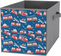 Foldable Storage Cube with Handles Firetrucks Fire Trucks Sturdy Collapsible Organizer Bin for Heavy Items like Books &amp Tools Reinforced Sides for Durability