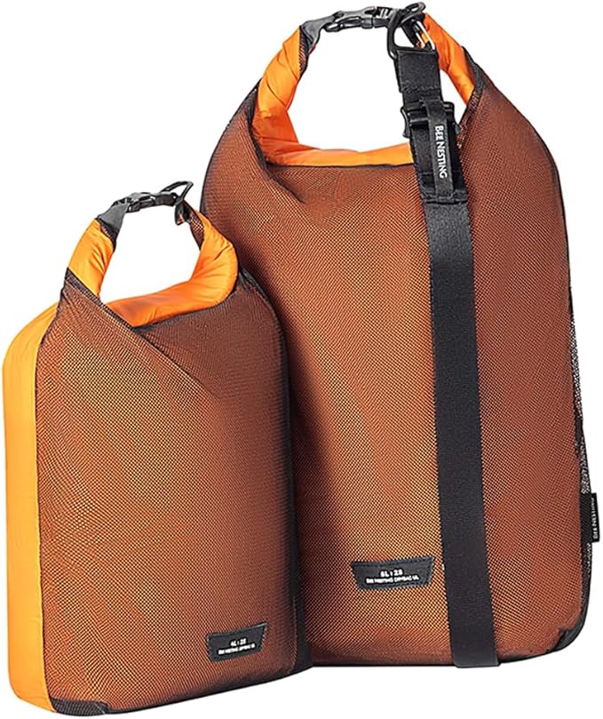 Bee Nesting Waterproof dry sack Lightweight Dry Bag Soft and comfortable stuff sacks for backpacking Rafting Boating Camping (Orange 4L 8L)