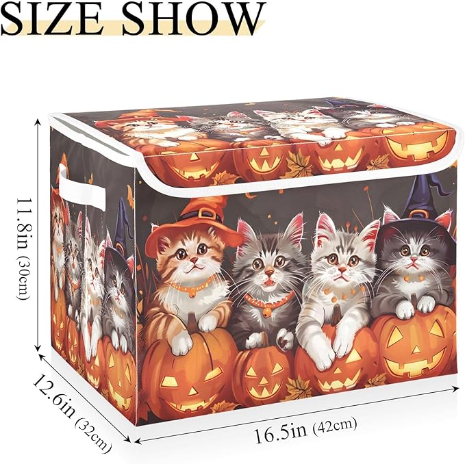 senya Halloween Baskets Collapsible Storage Bins with Lids Halloween Pumpkin Cat E Storage Boxes Clothes Baskets for Organizing