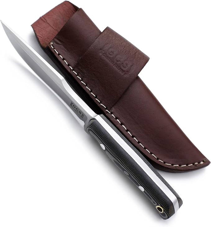 GCS Handmade D2 Steel Hunting And skinning Knife Black And White Handle Full Tang Blade and Leather Sheath for Hunting Hunting Camping Survival EDC-GCS 943