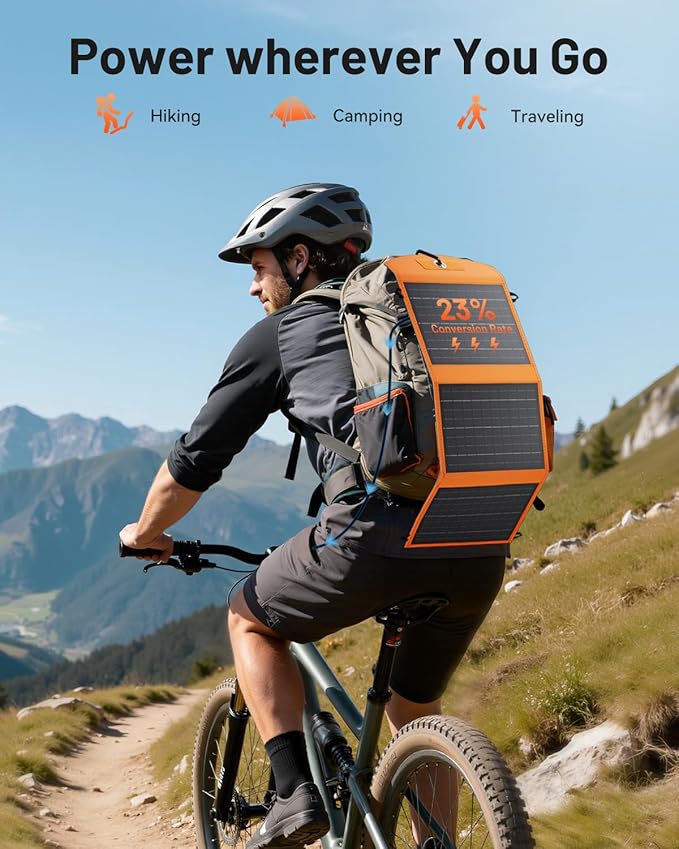 SOLUPUP Solar Panels 30W Portable Foldable Solar Charger with 5V USB-A and USB-C Fast Charging Compatible with iPhone iPad Samsung Power Banks IPX5 Waterproof Perfect for Camping Hiking Outdoor