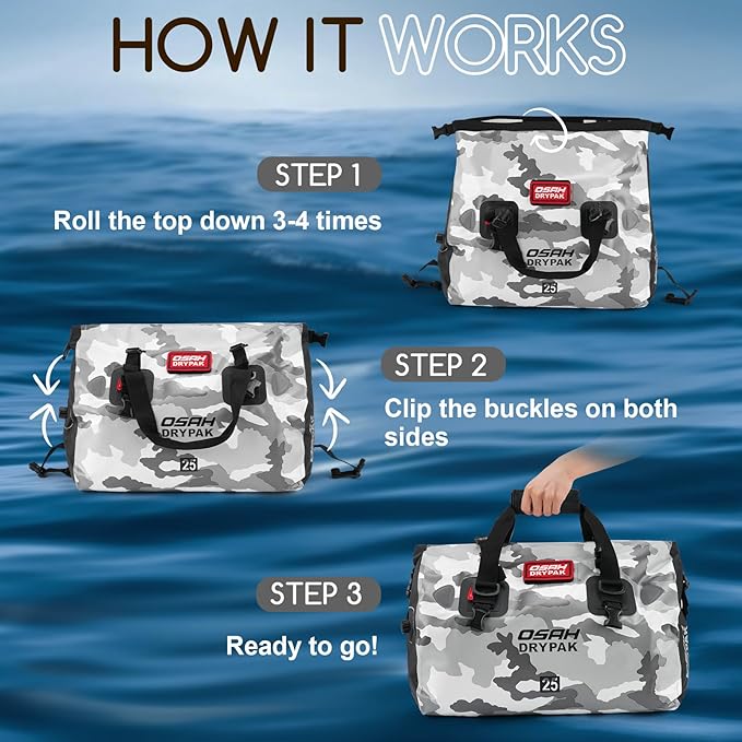 Waterproof Duffel Bag - Motorcycle Dry Bag Tail Bag with Large Storage Space Waterproof Luggage Duffle Bags with Outer Mesh Zipper Pocket for Camping Kayaking Fishing &amp Traveling