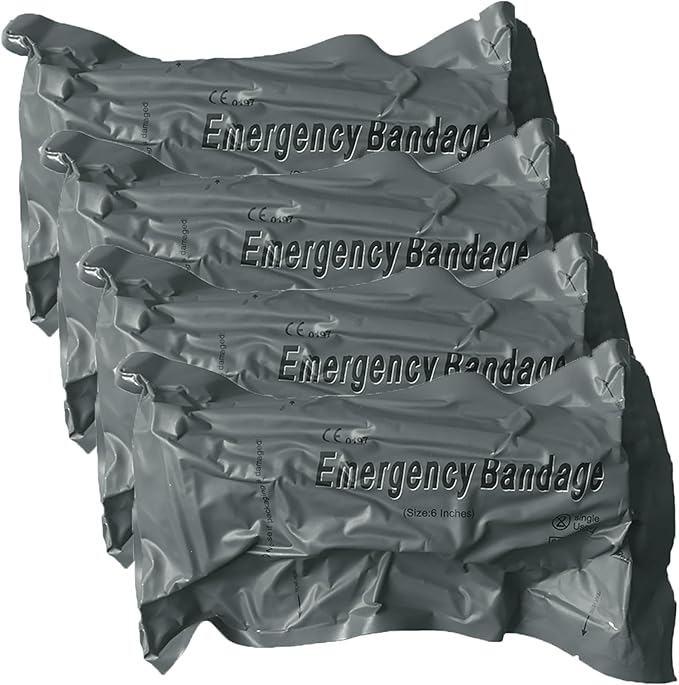 Israeli Emergency Bandage 6 4Pack Compression Bandage Trauma Wound Dressing Sterile Vacuum Sealed Packaging for Bleeding Control Medical Trauma Kit Combat Tactical First Aid IFAK Supplies