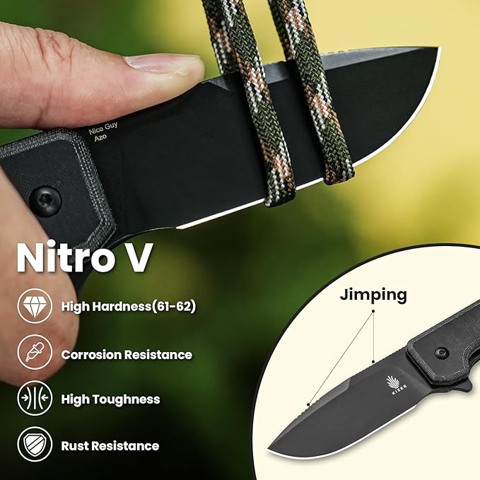 Kizer Nice Guy Pocket Folding Knife 2.84 Nitro V Blade Lightweight Sharp Camping and Hiking Knife Comfort Micarta Handle Liner Lock Flipper knives V3011A3