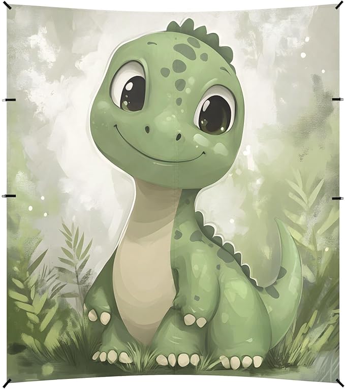ALAZA Cute Dinosaur Baby Dino Beach Tent Sun Shelter UPF50+ Protection Beach Shade Canopy w/ 4 Sandbags for Outdoor Camping Fishing Backyard Fun Picnic 10x9 ft