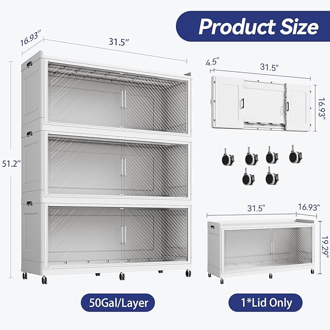 200QT Extra Large Storage Bins Lid 1Pack White