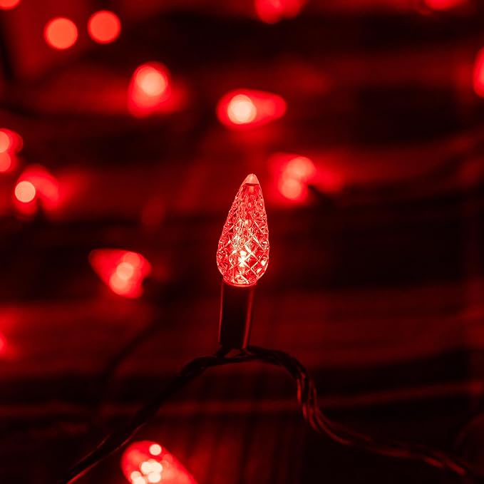 Dazzle Bright C6 Christmas String Lights 200 LED 66 FT Waterproof Connectable String Lights with Timer 8 Modes Christmas Lights for Indoor Outdoor Home Garden Yard Xmas Tree Decoration (Red)