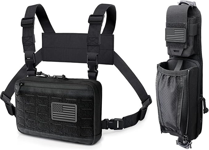 WYNEX Tactical Chest Rig Bag of Laser Cut Design Molle Chest Pouch Utility Recon Kit Bag Tactical Chest Pack Bag WYNEX Molle Tactical Pouches of Water Bottle Pouch Version Tactical Accessories