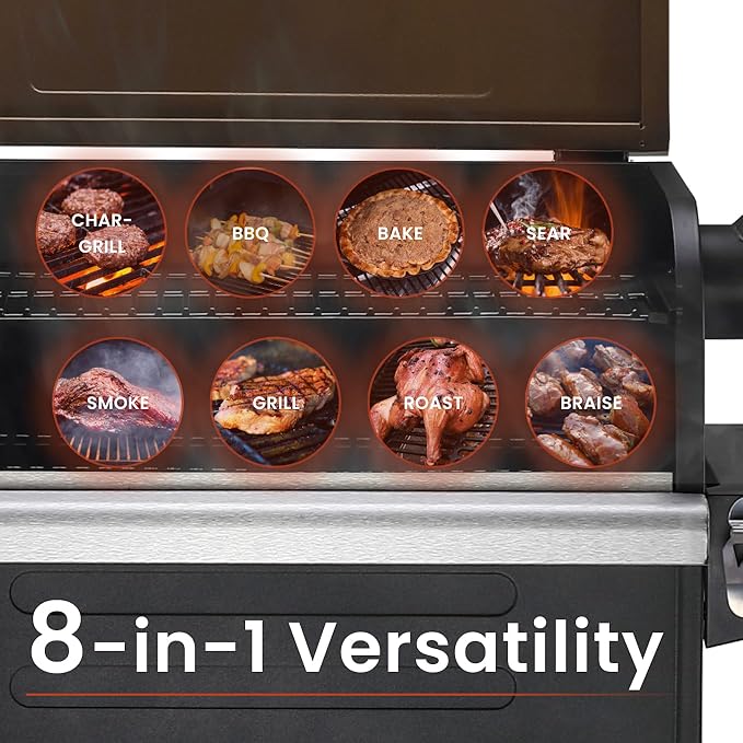 Z GRILLS Wood Pellet Grill Smoker with PID Controller 8-in-1 Master Sear BBQ Grill Auto Temperature Control Huge Storage Cabinet Side Shelf with Tool Hooks 572 sq in Cooking Area for Outdoor 600D