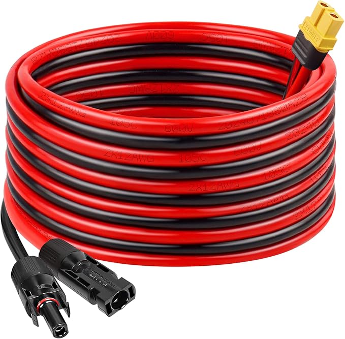 Solar to XT60 Charge Extension Cable 20FT 12AWG XT60 Solar Cable for Portable Power Station Battery Pack