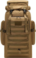 80L Outdoor Camping Backpack for Men Women Large Capacity Polyester Tactical Rucksack Hiking Travel Duffel Bags (Brown)