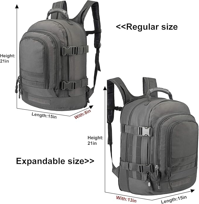 Tactical Backpacks Assault Pack 3 Day Bag Expandable Backpack Out Bag Classic Case Travel Hiking(Gray Not with Belt)