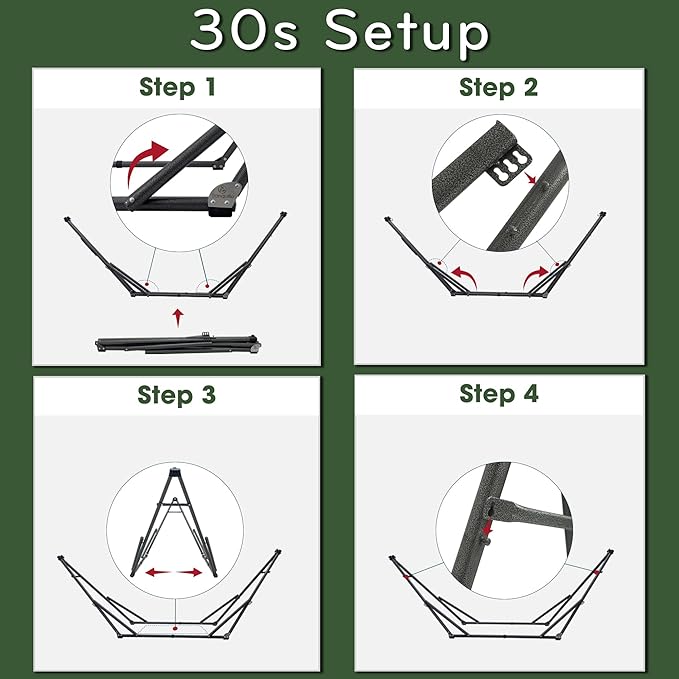 Tranquillo 2 in 1 Hammock and Swinging Chair with Collapsible Steel Stand &amp Carrying Case Portable &amp Adjustable 30s Set Up for Outdoor Indoor Porch Swing Patio Garden Camping Trip Gree