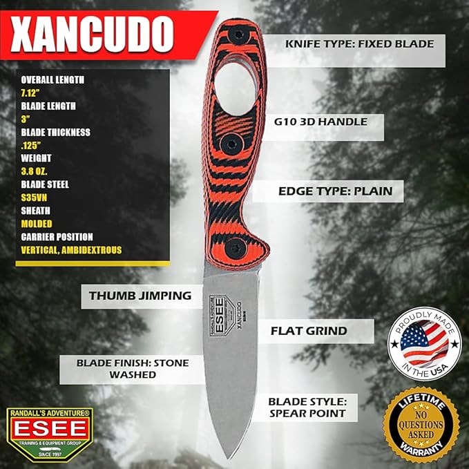 ESEE Xancudo S35V Orange/Black G-10 3D Handle Black Sheath