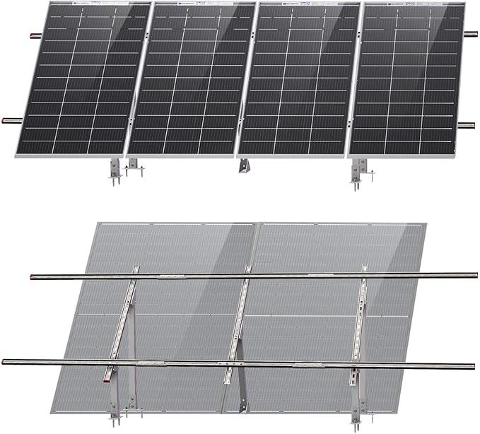 ECO-WORTHY Upgraded Solar Ground Mount Adjustable Multi-Pieces Solar Panel Mounting Brackets Kit System for 4pcs 200W/3pcs 300W/2pcs 400W Solar Panels for GroundOpen Space Cabins and Backyard Sheds