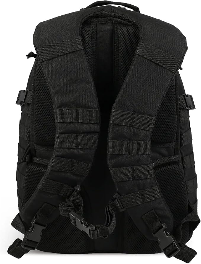 Yukon Outfitters Alpha Backpack - EDC Hiking Outdoor Ergonomic Durable 600D Polyester Pack with Multiple Storage Options - Black