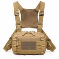 Genérico Compatible For Tactical Chest Pack Webbing System Adjustable Straps Zipper Closure Breathable(Khaki)