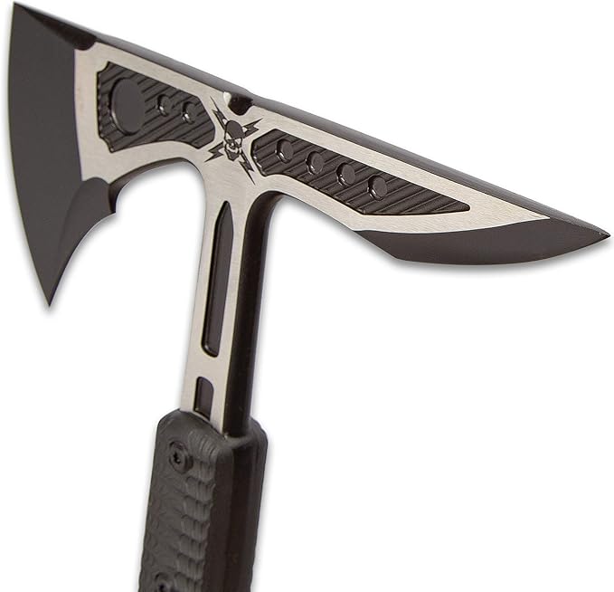 M48 Liberator Infantry Tomahawk with Sheath - Cast Stainless Steel Head Black Oxide Coating Injection Molded Nylon Handle - Length 15 3/4