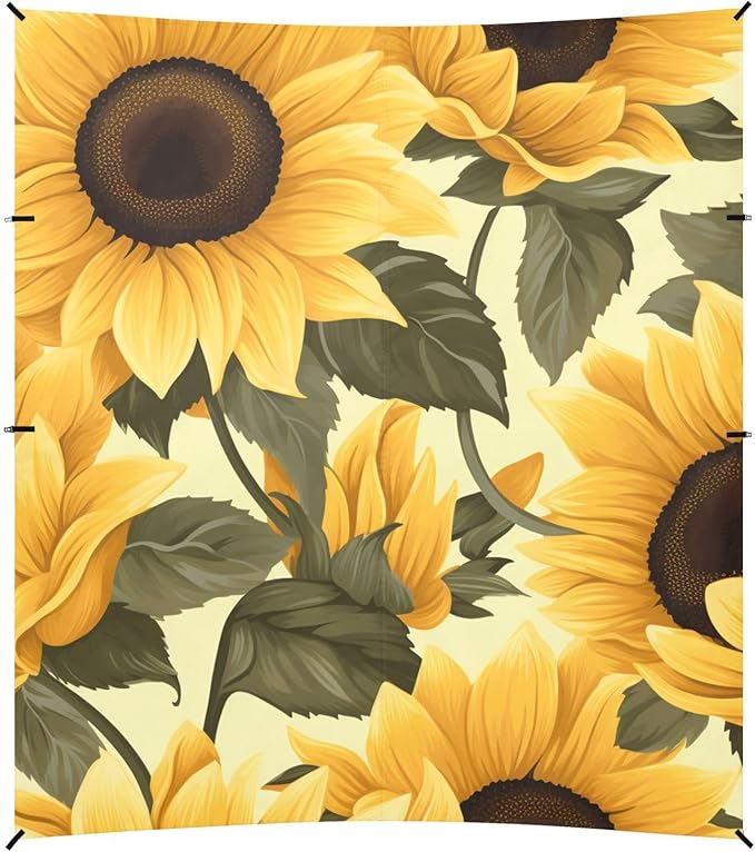 ALAZA Stylish Yellow Sunflower Beach Tent Sun Shelter Portable Canopy Sunshade for Outdoor Camping Picnics Backyard Fun 10x9 ft