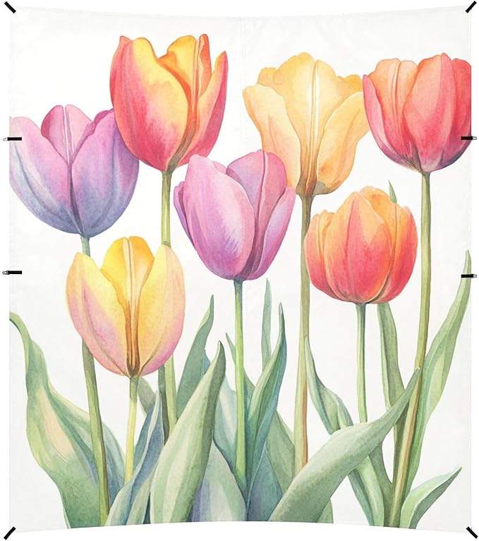 ALAZA Watercolor Colorful Tulips Beach Tent Sun Shelter Portable Canopy Sunshade for Outdoor Camping Picnics Backyard Fun 10x9 ft
