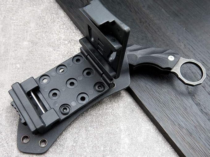 Ccanku C1692 Carbon Fiber Fixed Blade KnifeD2 Steel G10 Handle 4 Inches Camping EDC Tools Survival Claw Teeth Knife with Kydex Sheaths(Black) … …