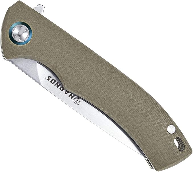 Harnds Talisman CK9168 Pocket Knife with Ball Bearing Pivot System Folding Knife with G10 Handle Pocketclip(warm sand handle)