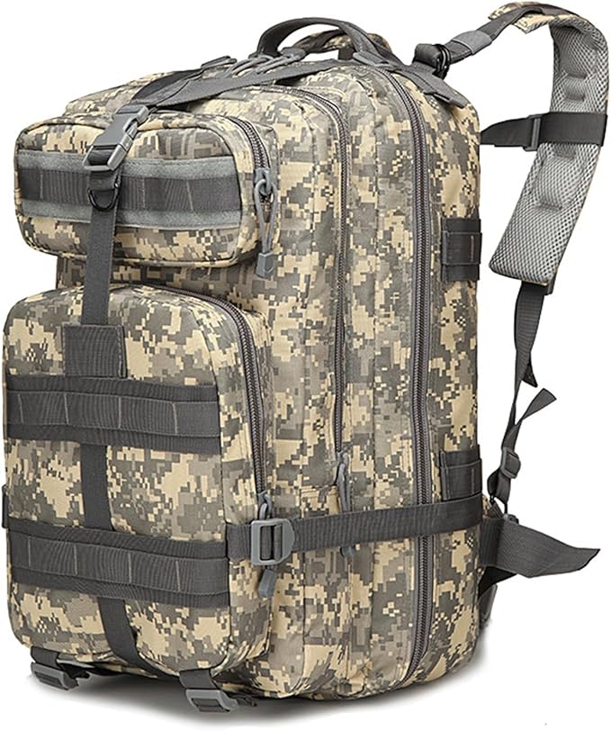 40L Tactical Backpack for Men and Women Army 3 Days Assault Pack Bag Large Rucksack for Hiking Travel Trekking Grey Digital