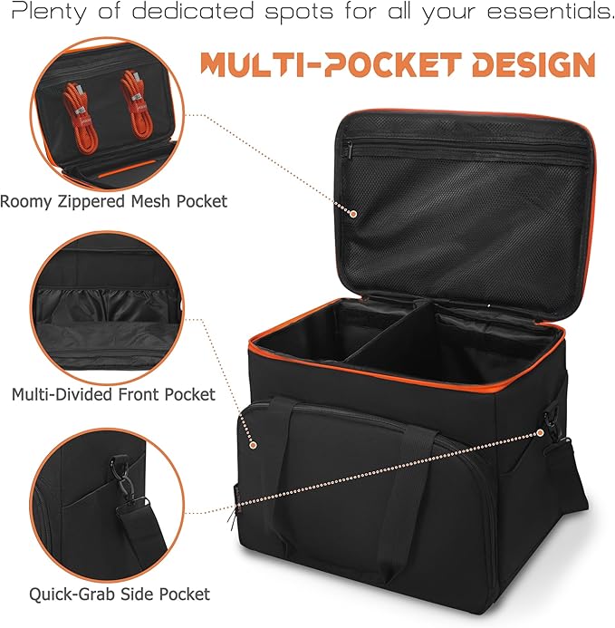 Portable Power Station Storage Bag - Heavy Duty Organizer Case with Adjustable Shoulder Strap &amp Multi-Pocket Design