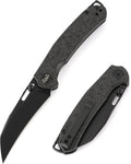 Folding Pocket Knife 3.1 Stonewash Blade EDC Knife with Safety Liner Lock Small Pocket Knife with Clip for Men Sharp Camping Hiking Hunting Survival Knives
