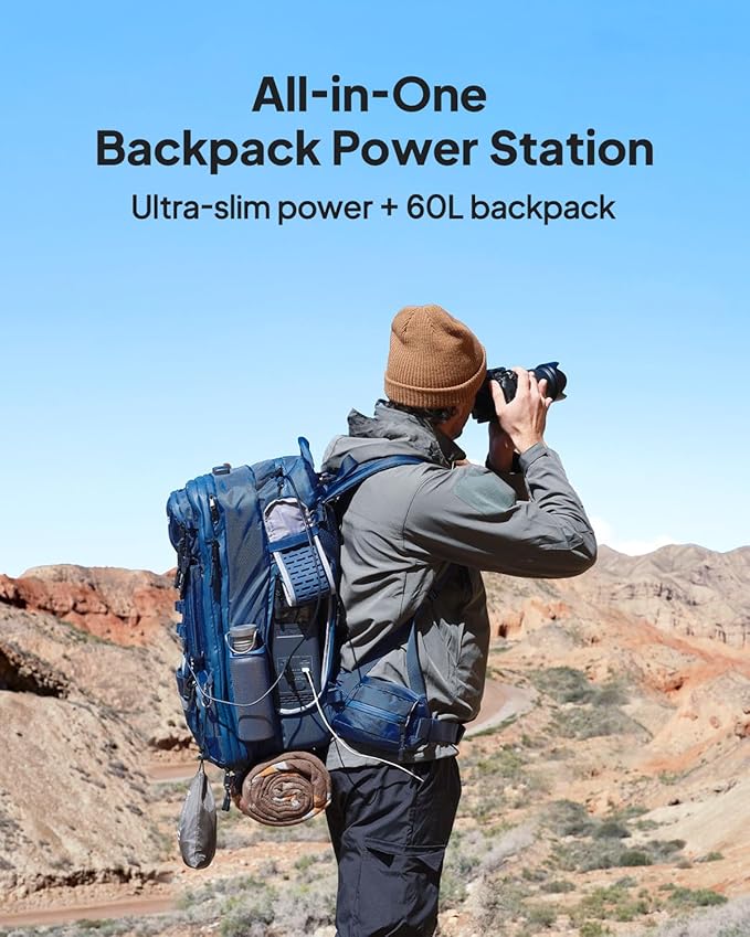 BLUETTI Handsfree 2 Portable Power Station 512Wh 700W Solar Generator 5 Output Ports LiFePO4 Battery Backup for Camping Drones Photography (Backpack Not Included)