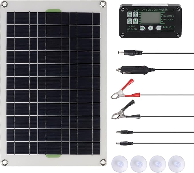 HERCHR 50W 30A Solar Battery Charger 12V 24V Solar Panel Charger Controller Solar Panel for Car Boat Marine RV Trailer Truck