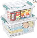 2-packs Latch Storage Boxes with Handle 7 Quart &amp 14 Quart Clear plastic Container Tote