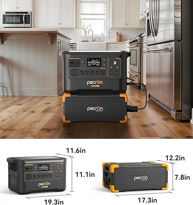 Pecron Portable Power Station F3000LFP with Cart Kit 3072Wh Solar Camping Generator 3600W Solar Generator for RV Home Use CPAP