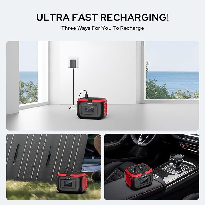 ENOFLO Portable Power Station 97.68Wh Solar Generator Lithium Battery Power with 110V AC 120W Peak Socket/DC/USB QC3.0/LED Light for Outdoor Camping Trip Home Backup Emergency