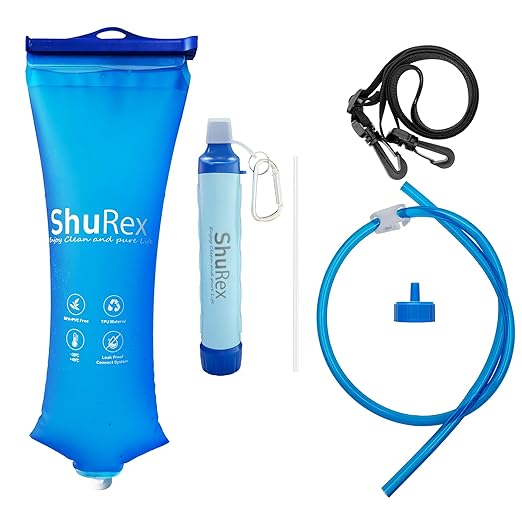 Gravity Fed Water Filtration System with Adjustable Tree Strap Gravity Bag with Filter Straw Water Purifier Survival for Travel Backpacking and Emergency Preparedness (3L)