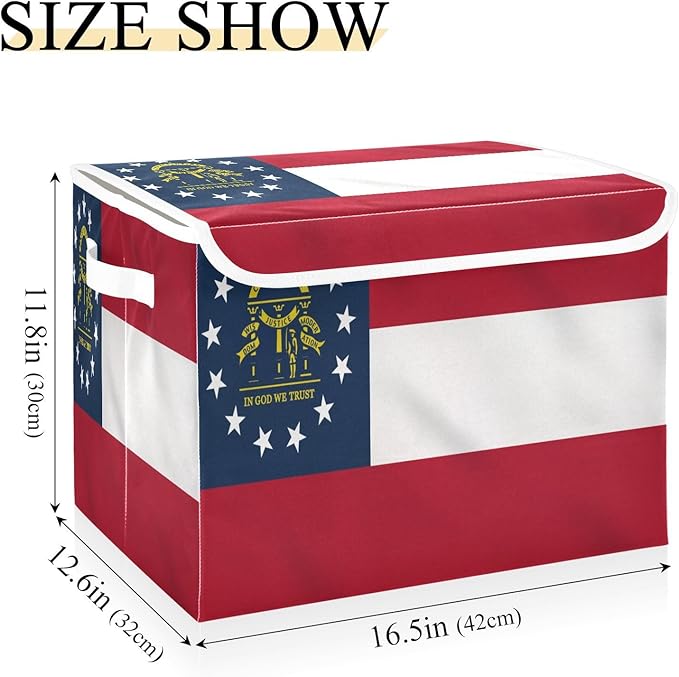State Of Georgia Ga Flags Storage Containers with Lids Stackable Clothes Organizer Clothes Storage Bins for School