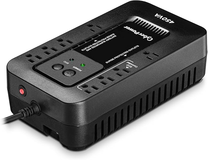 CyberPower EC450G Ecologic Battery Backup &amp Surge Protector UPS System 450VA/260W 8 Outlets ECO Mode Compact Uninterruptible Power Supply