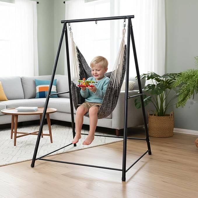 ONCLOUD Hammock Chair Stand Heavy Duty Steel Stand with Stable Construction 660 LBS Weight Capacity Weatherproof Hammock Stand for Patio Garden Indoor