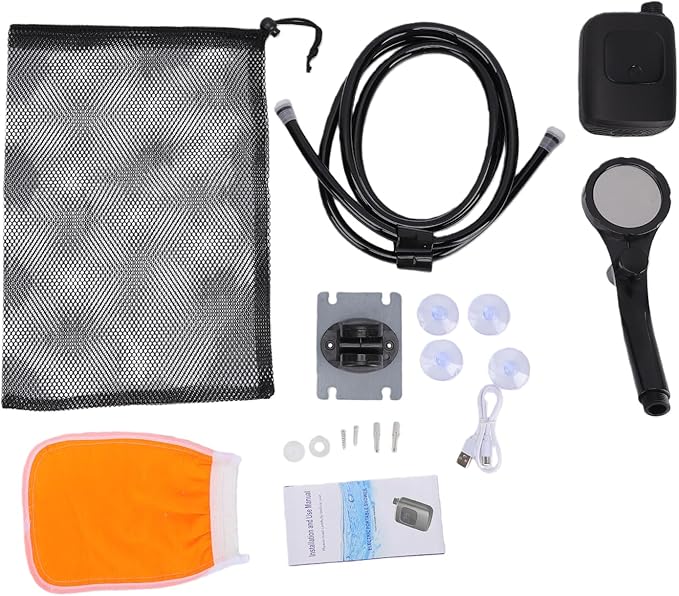 HEEPDD Portable Camping Shower Compact Outdoor Shower Kit Rechargeable with Digital Power and Temperature Display for Camping Beach Travel Pet