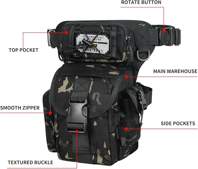 Tactical Dropper Leg Waist Pack Multi-Purpose Waterproof Outdoor Camping ECD Toolkit for Urban Commuting Camping and Fishing