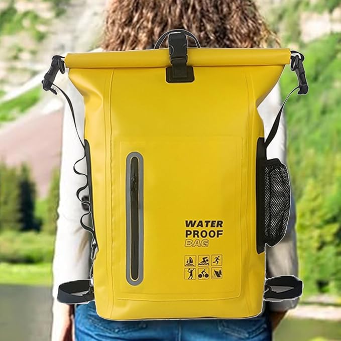 Dry Bags Comfortable Versatile for Outdoor Waterproof Dry Bag - Roll Top Waterproof Backpack Sack Dry Bag for Kayaking Beach Rafting (Yellow)